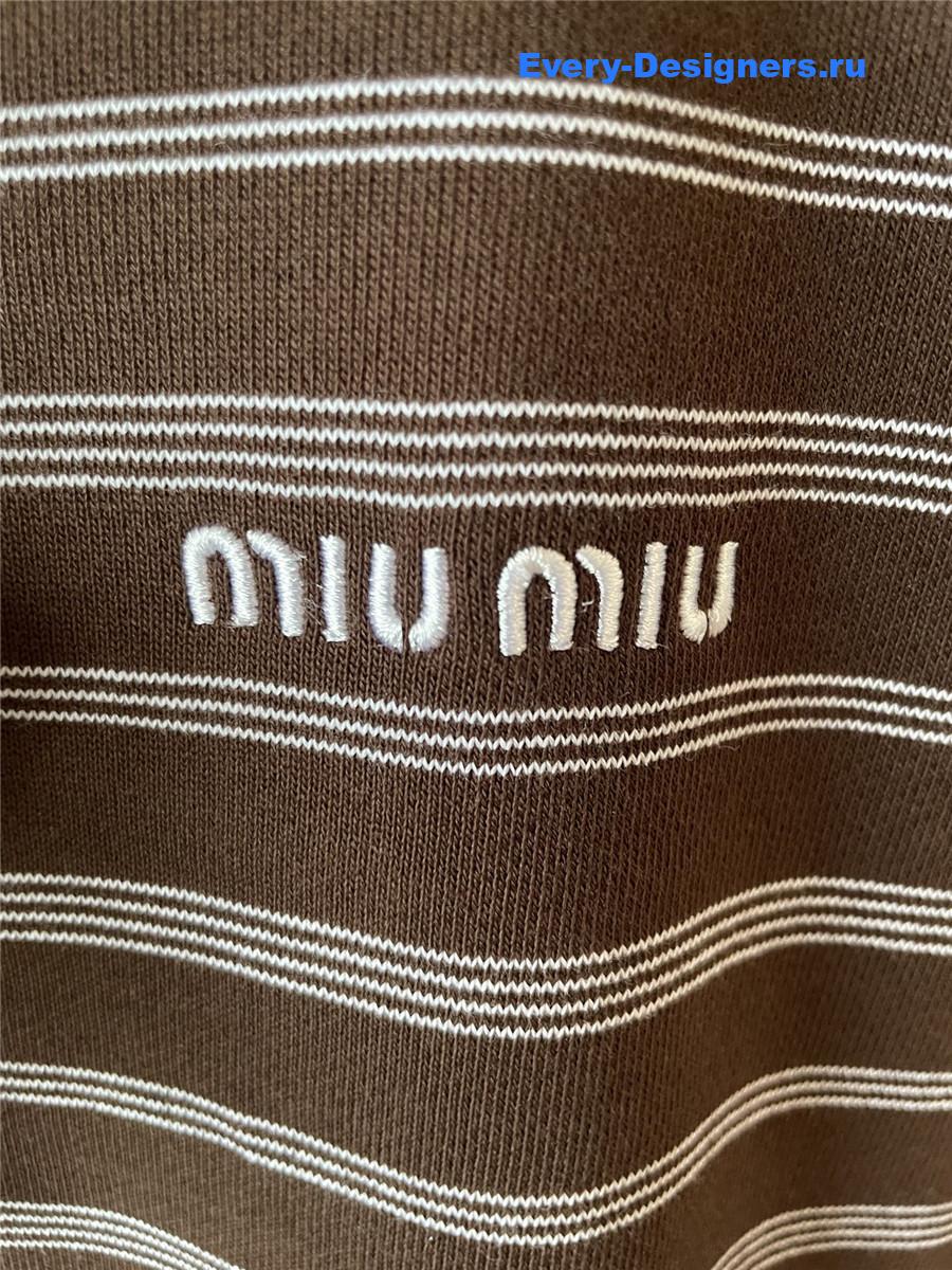 Miu Miu Women Striped Cotton Fleece Hoodie