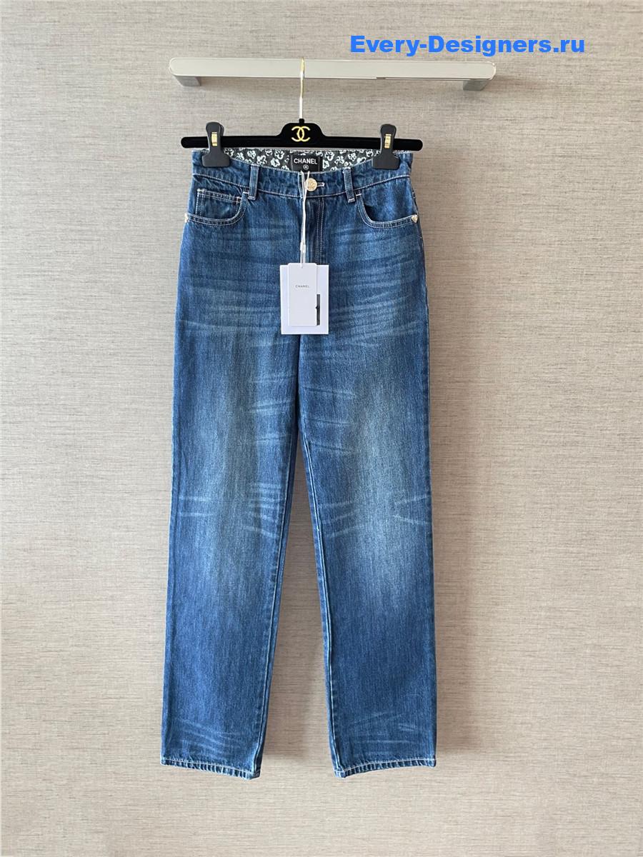 Ch**el blue washed straight jeans