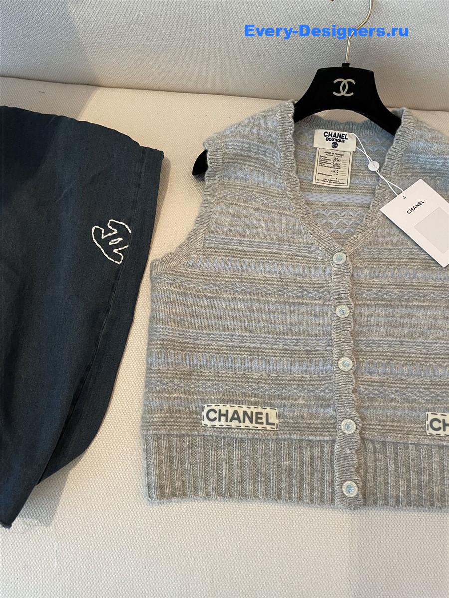Ch**el grey cc knit vest