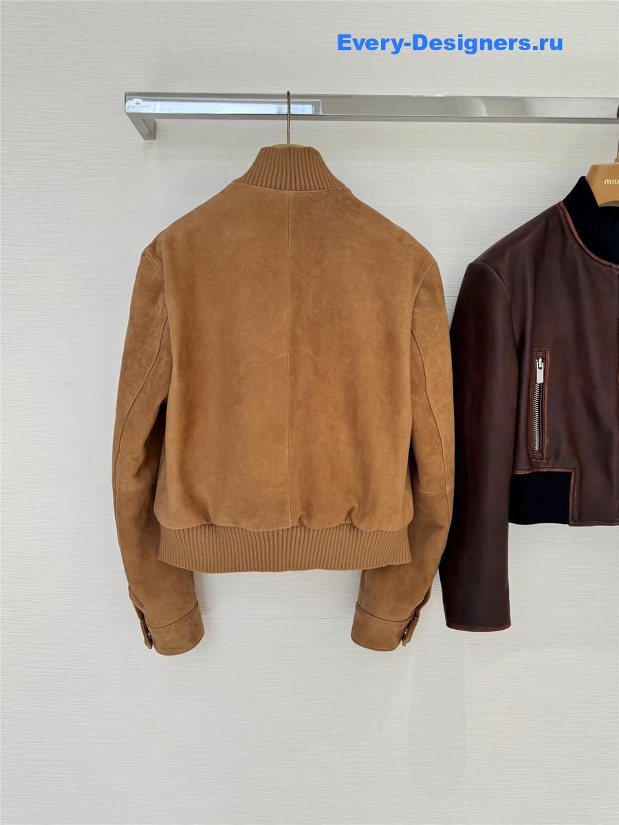 Miu Miu Brown Suede Nappa Leather Jacket