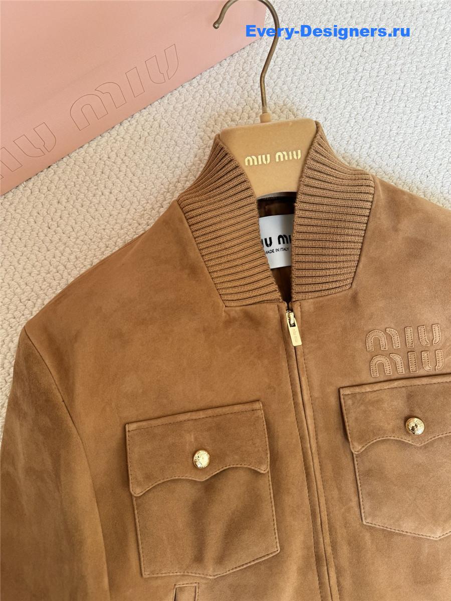 Miu Miu Brown Suede Nappa Leather Jacket