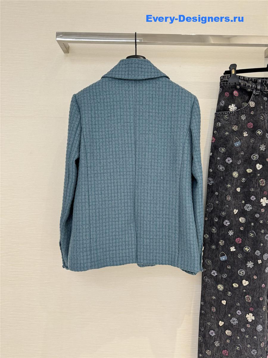 Ch**el green tweed braided blazer