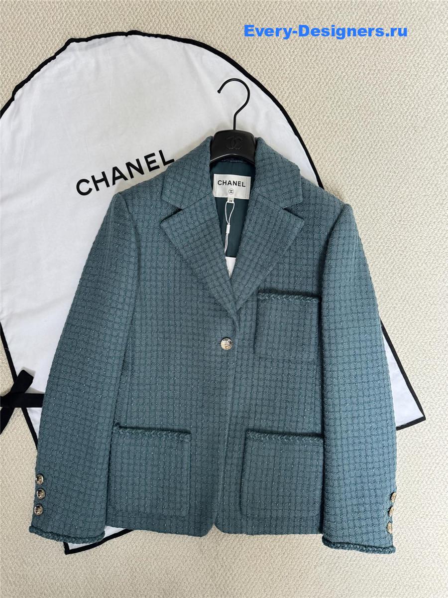 Ch**el green tweed braided blazer