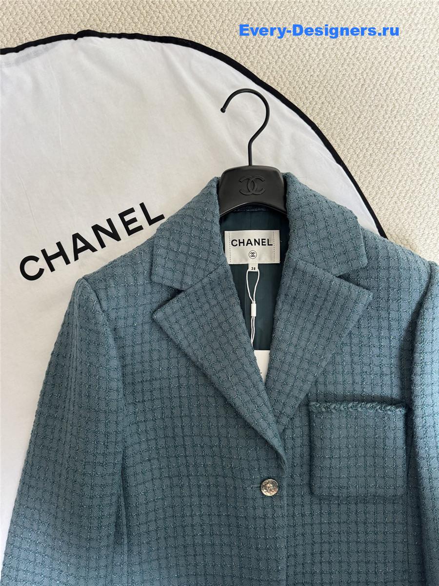 Ch**el green tweed braided blazer