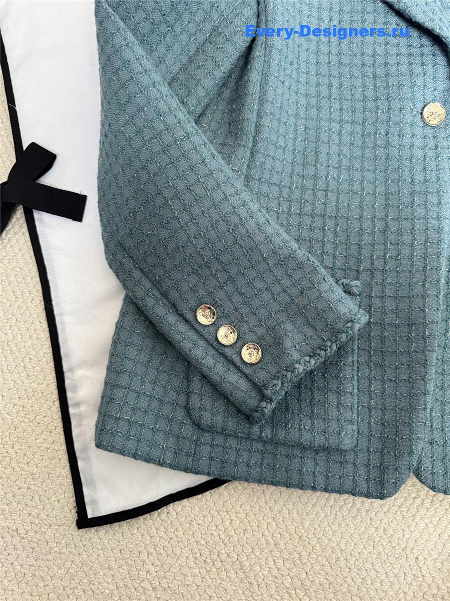 Ch**el green tweed braided blazer