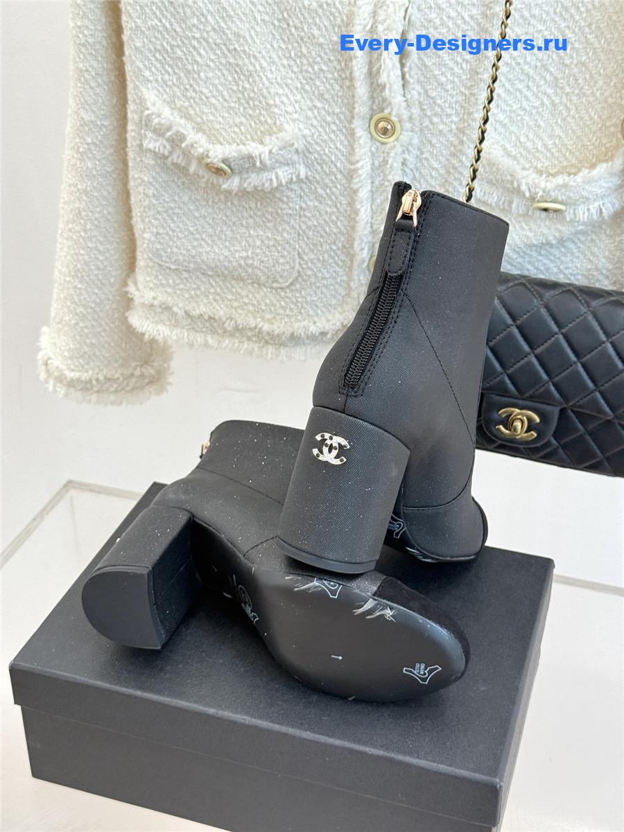 Ch**el black chunky heel ankle boots