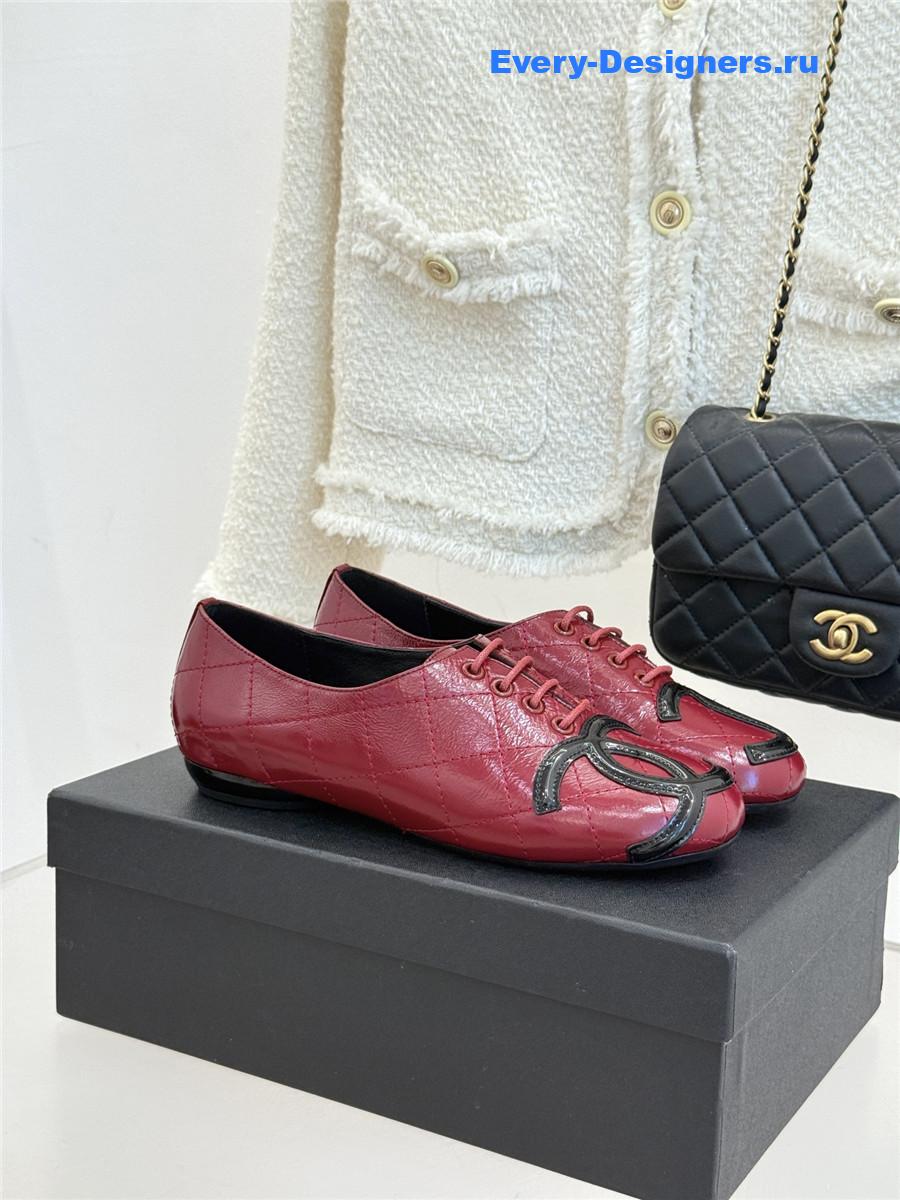 Ch**el burgundy leather ballet flats