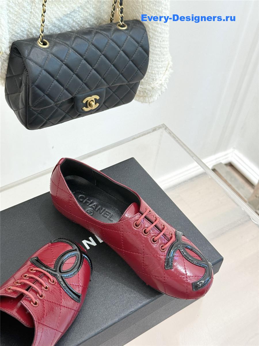 Ch**el burgundy leather ballet flats