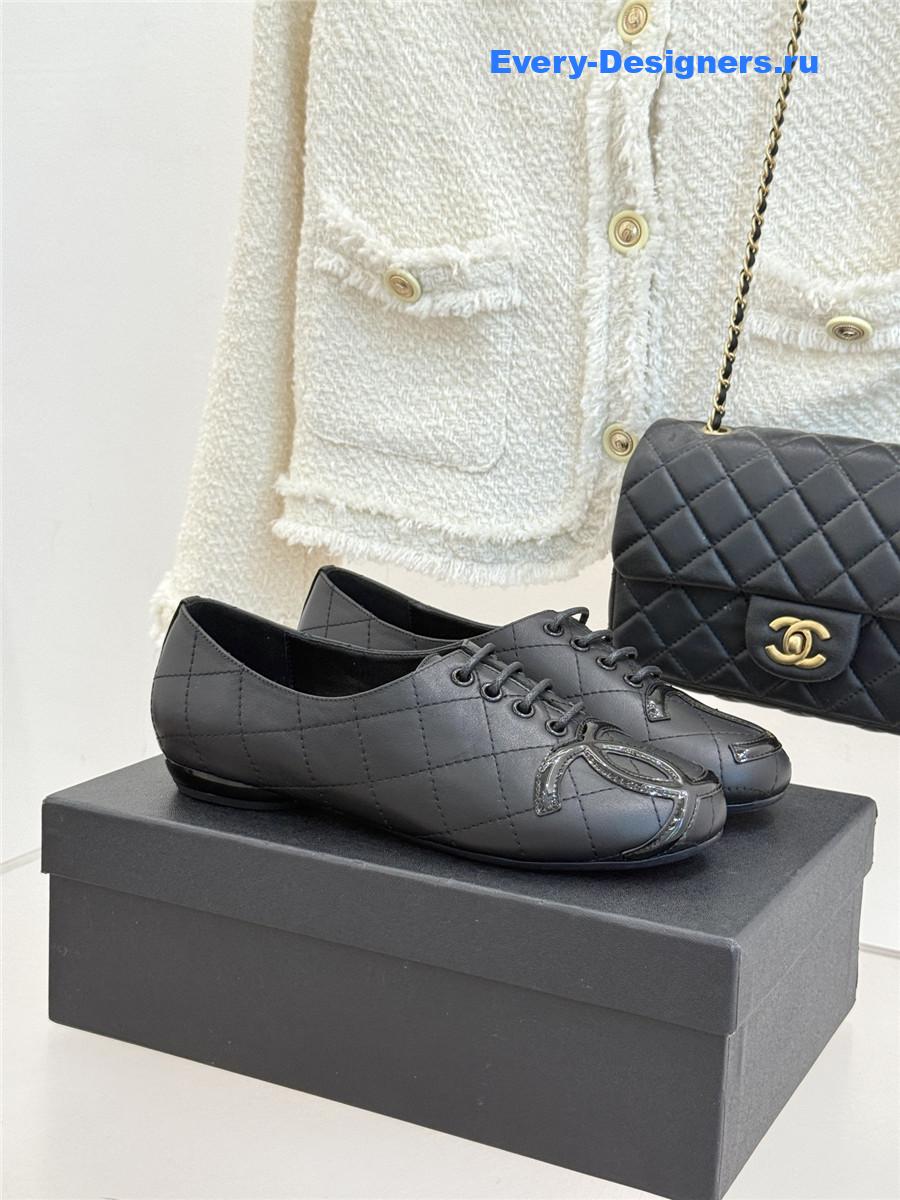 Ch**el black leather ballet flats