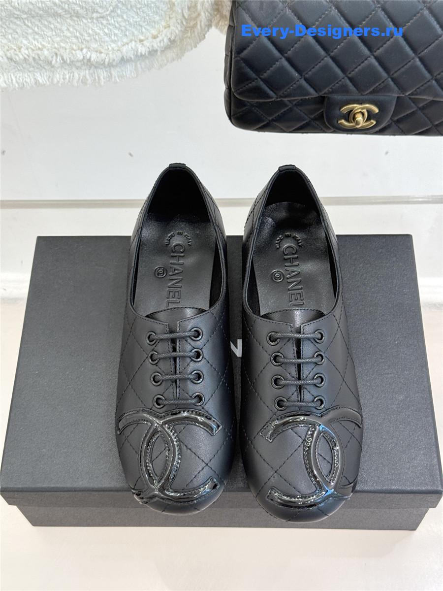 Ch**el black leather ballet flats