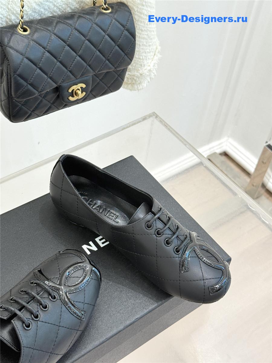 Ch**el black leather ballet flats