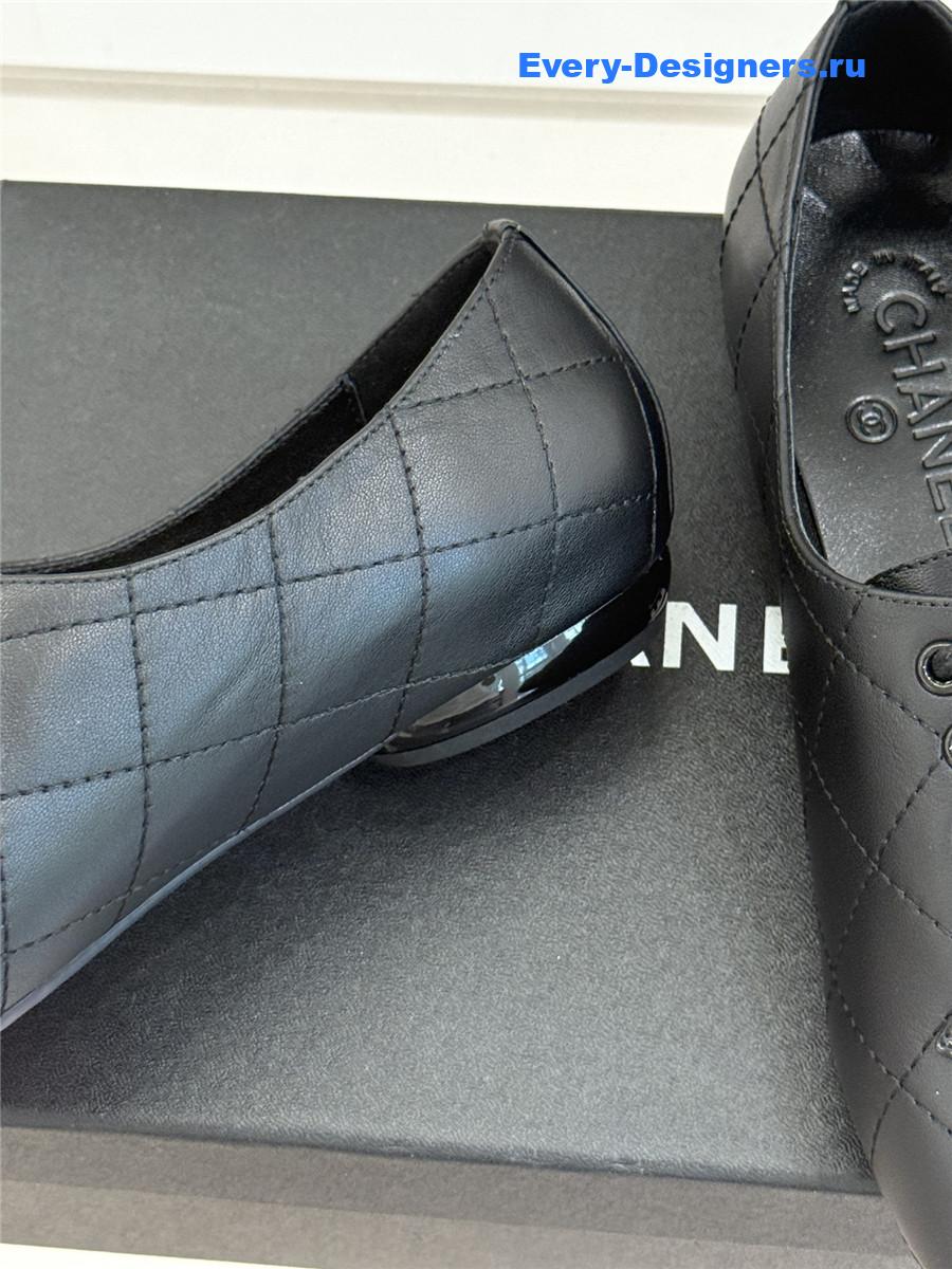 Ch**el black leather ballet flats