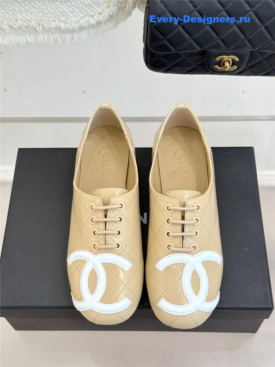 Ch**el beige leather ballet flats