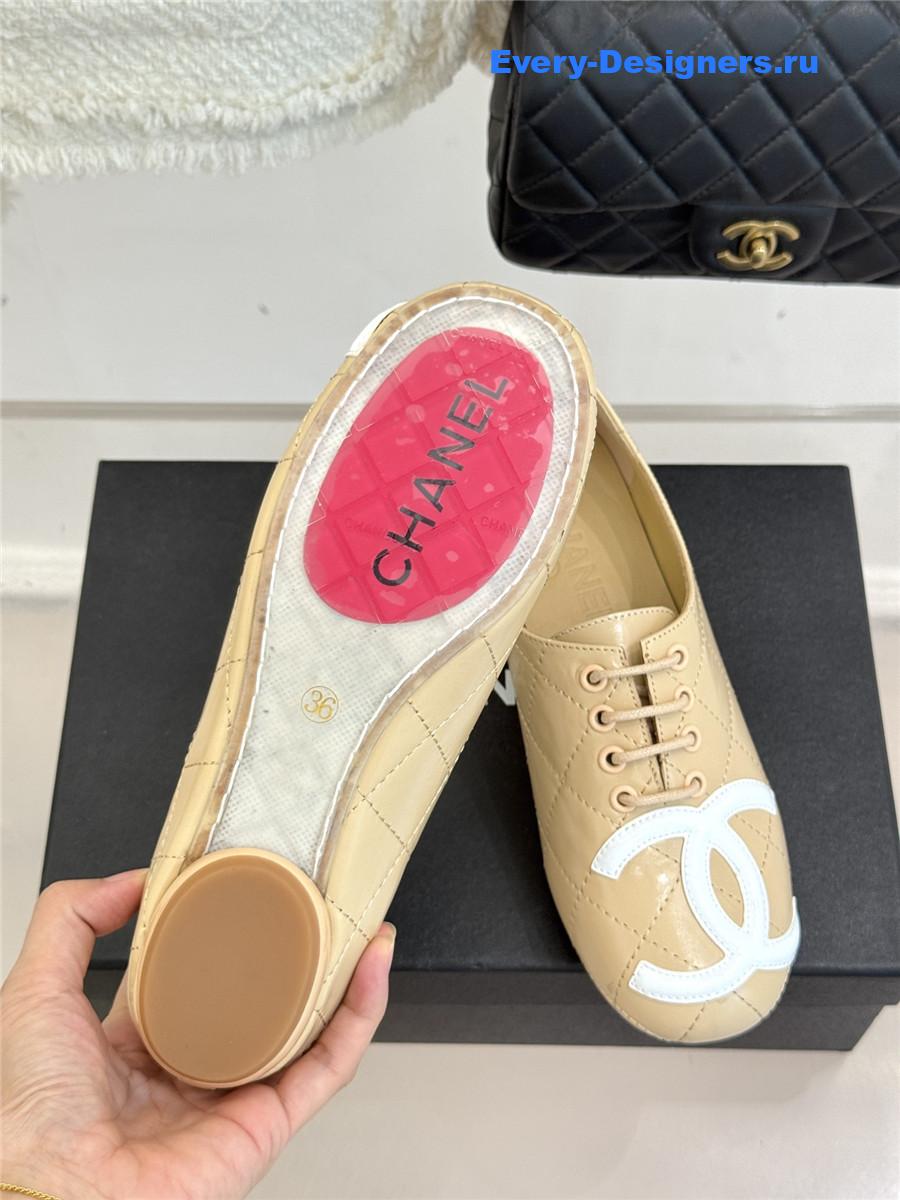 Ch**el beige leather ballet flats