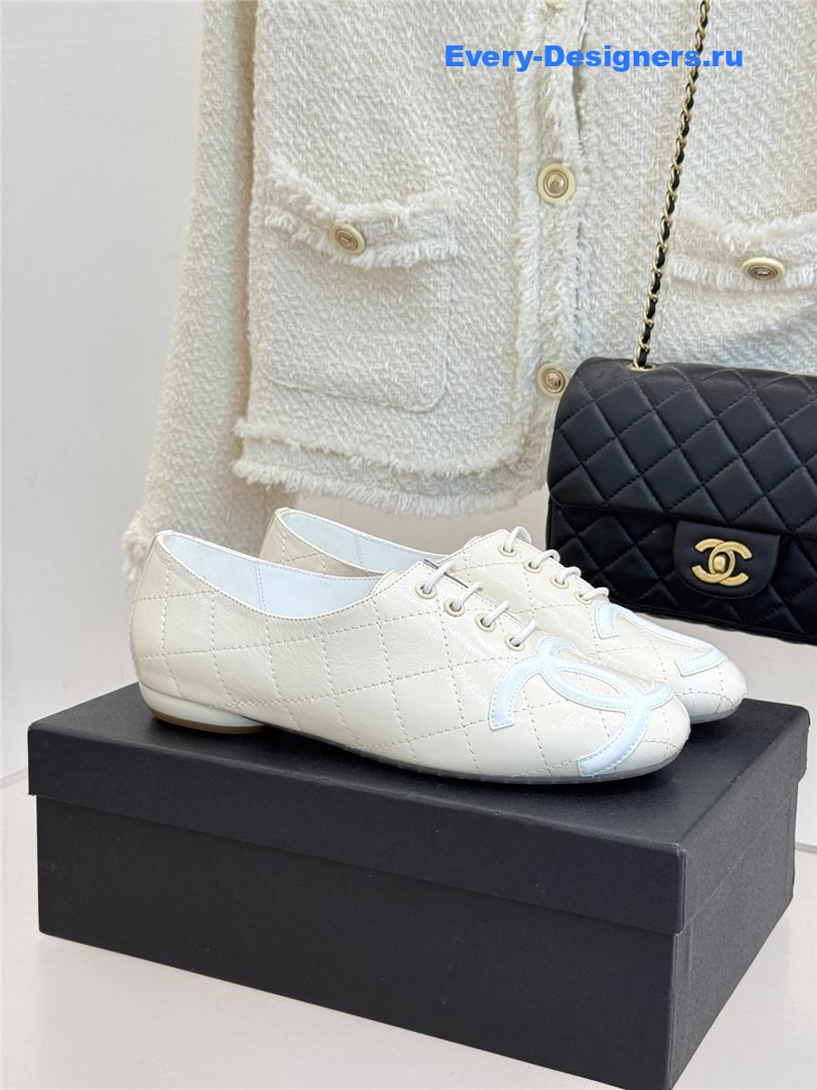 Ch**el white leather ballet flats