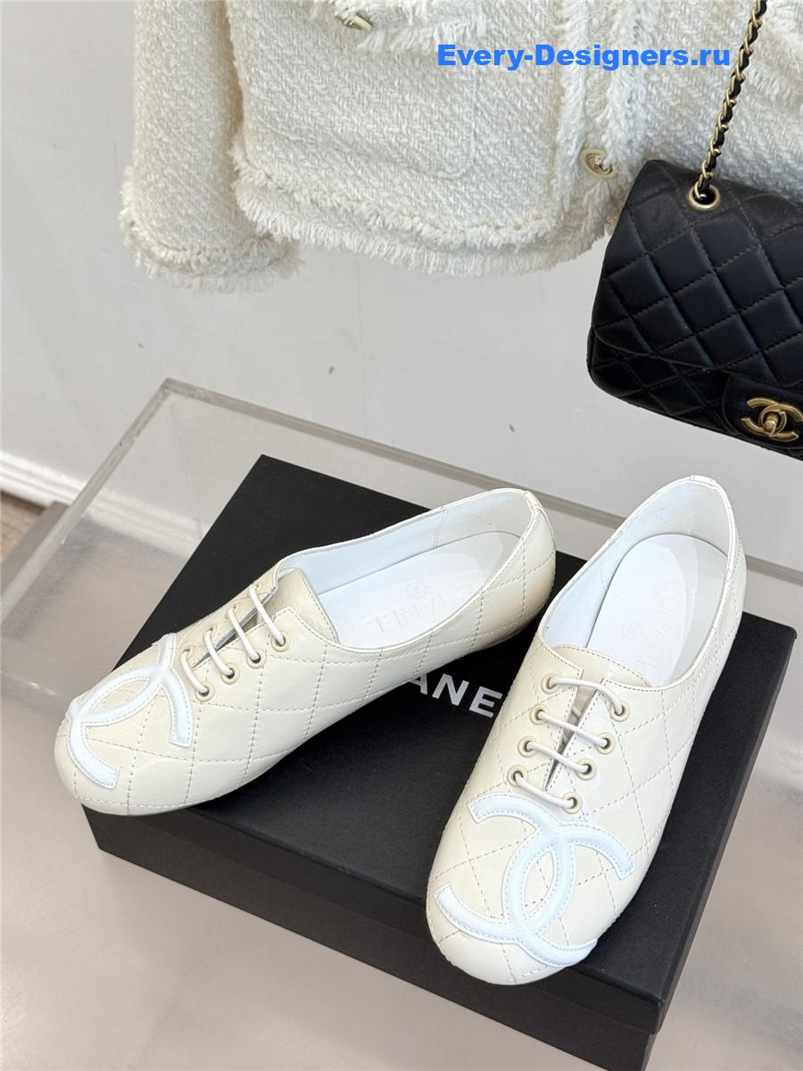 Ch**el white leather ballet flats