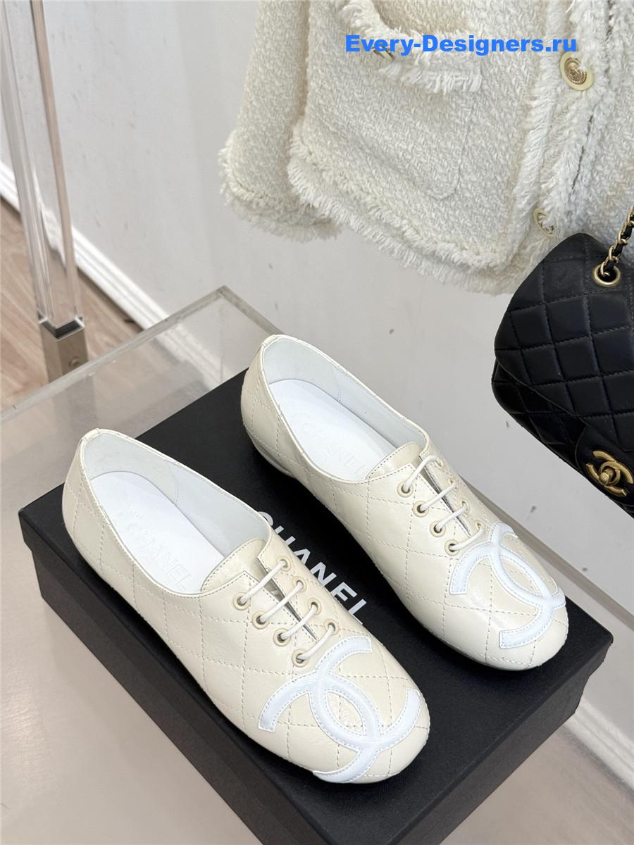 Ch**el white leather ballet flats