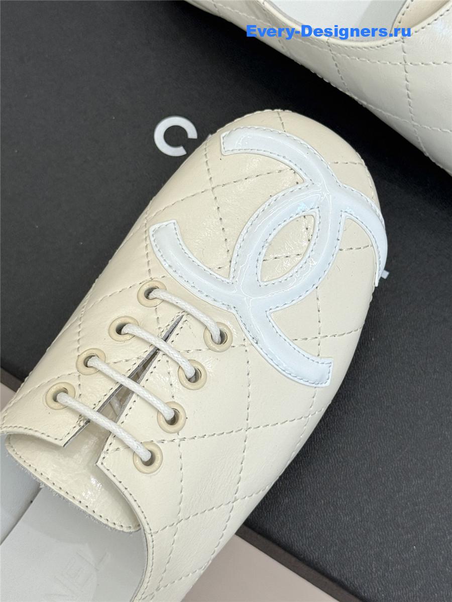 Ch**el white leather ballet flats