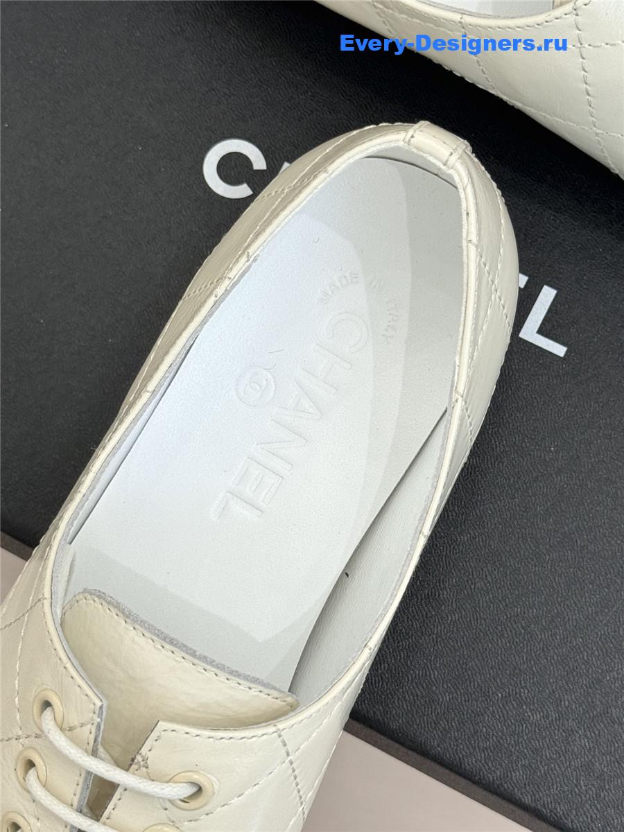 Ch**el white leather ballet flats