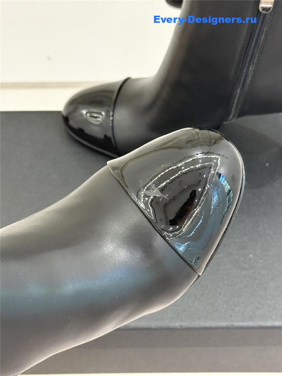 Ch**el classic pearl heel high heel ankle boots