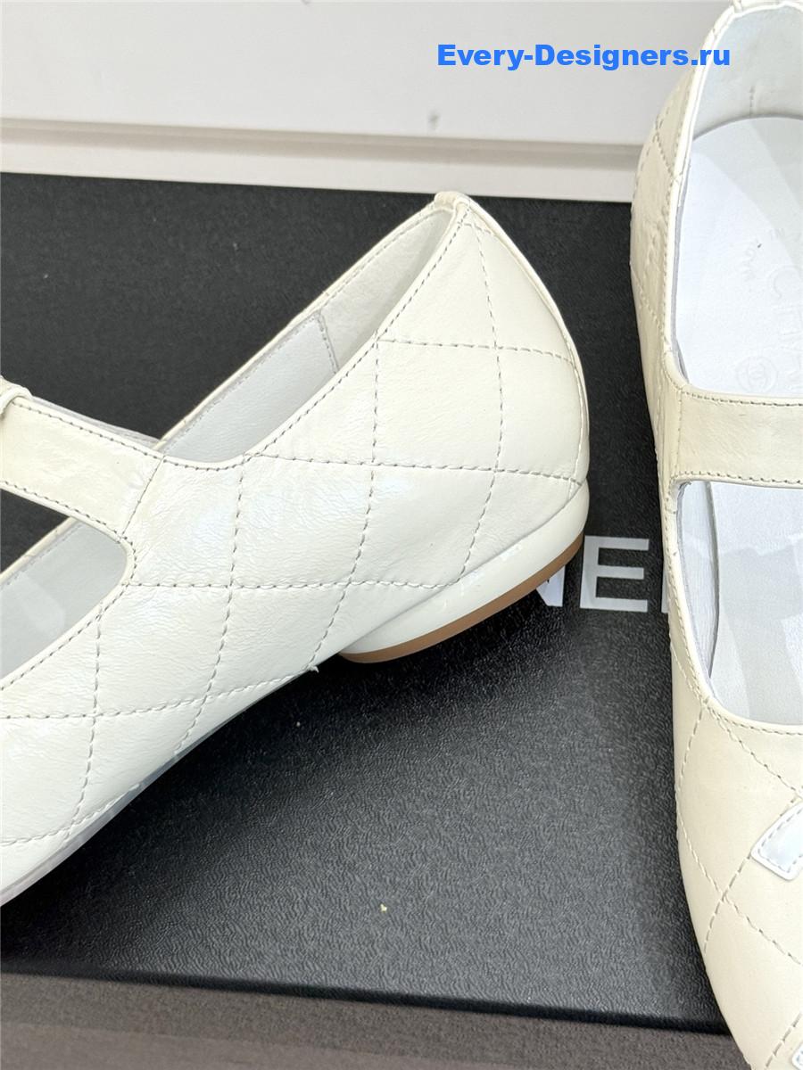 Ch**el classic  white cc t-strap ballet mary jane flats