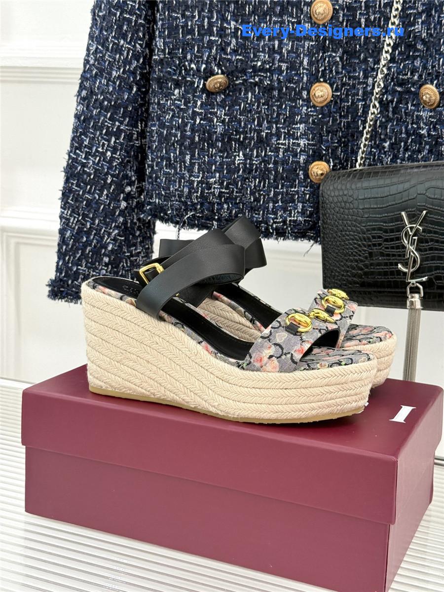 Gvc*1 lady horsebit gg platform espadrille sandals