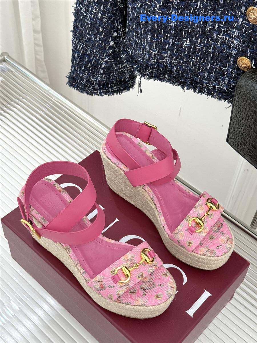Gvc*1 pink horsebit gg platform espadrille sandals