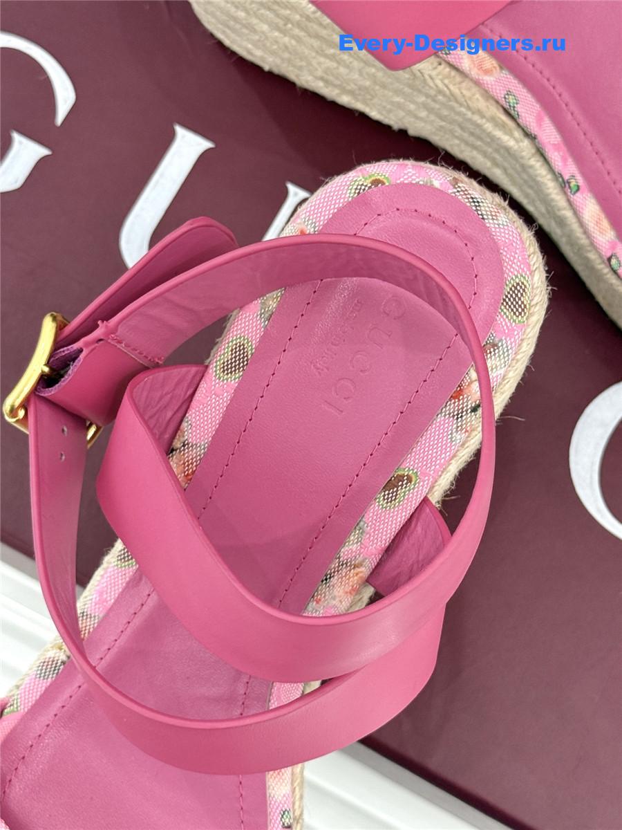 Gvc*1 pink horsebit gg platform espadrille sandals