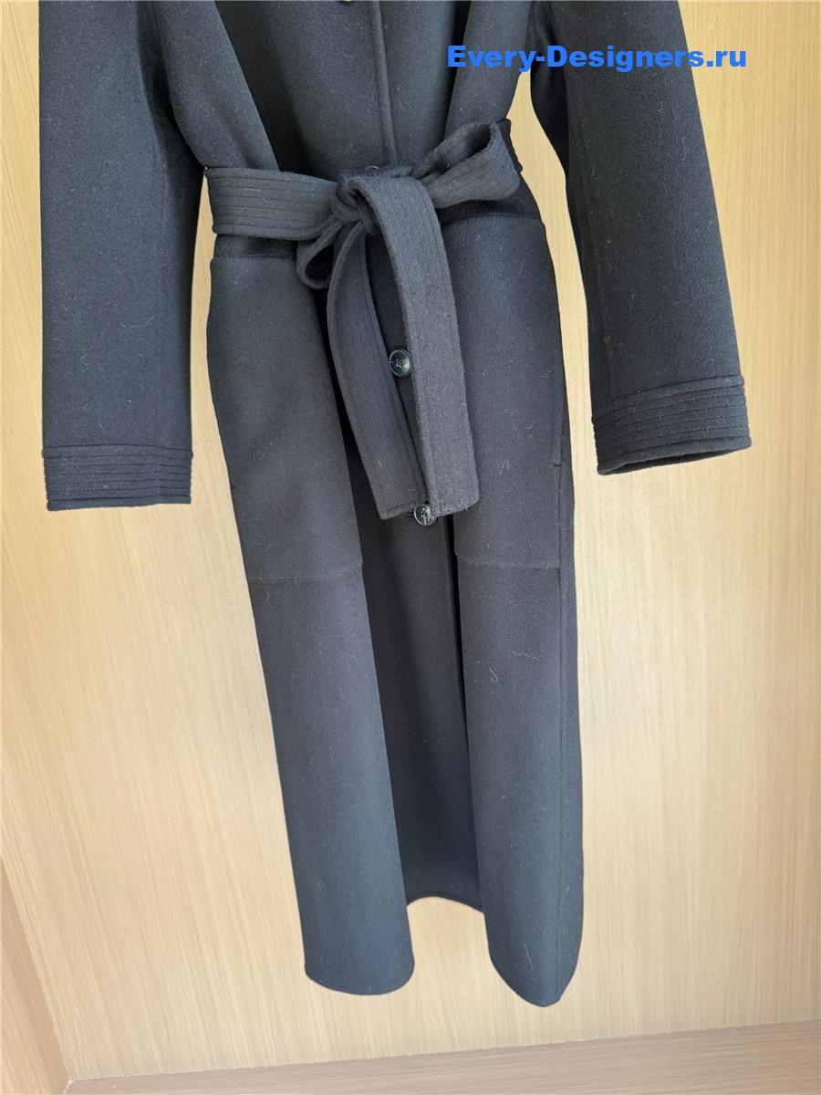 L0r0 P1ana black stand collar cashmere coat
