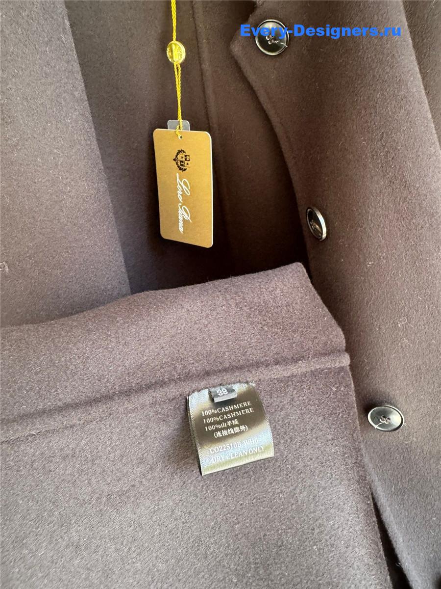 L0r0 P1ana black stand collar cashmere coat