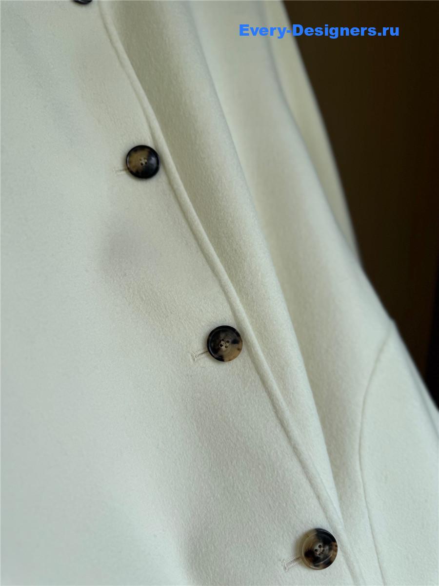 L0r0 P1ana white stand collar cashmere coat