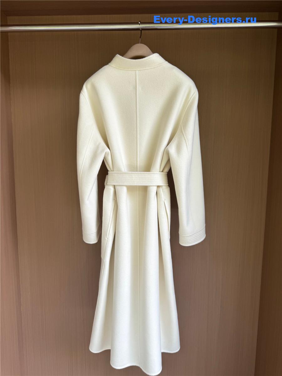 L0r0 P1ana white stand collar cashmere coat