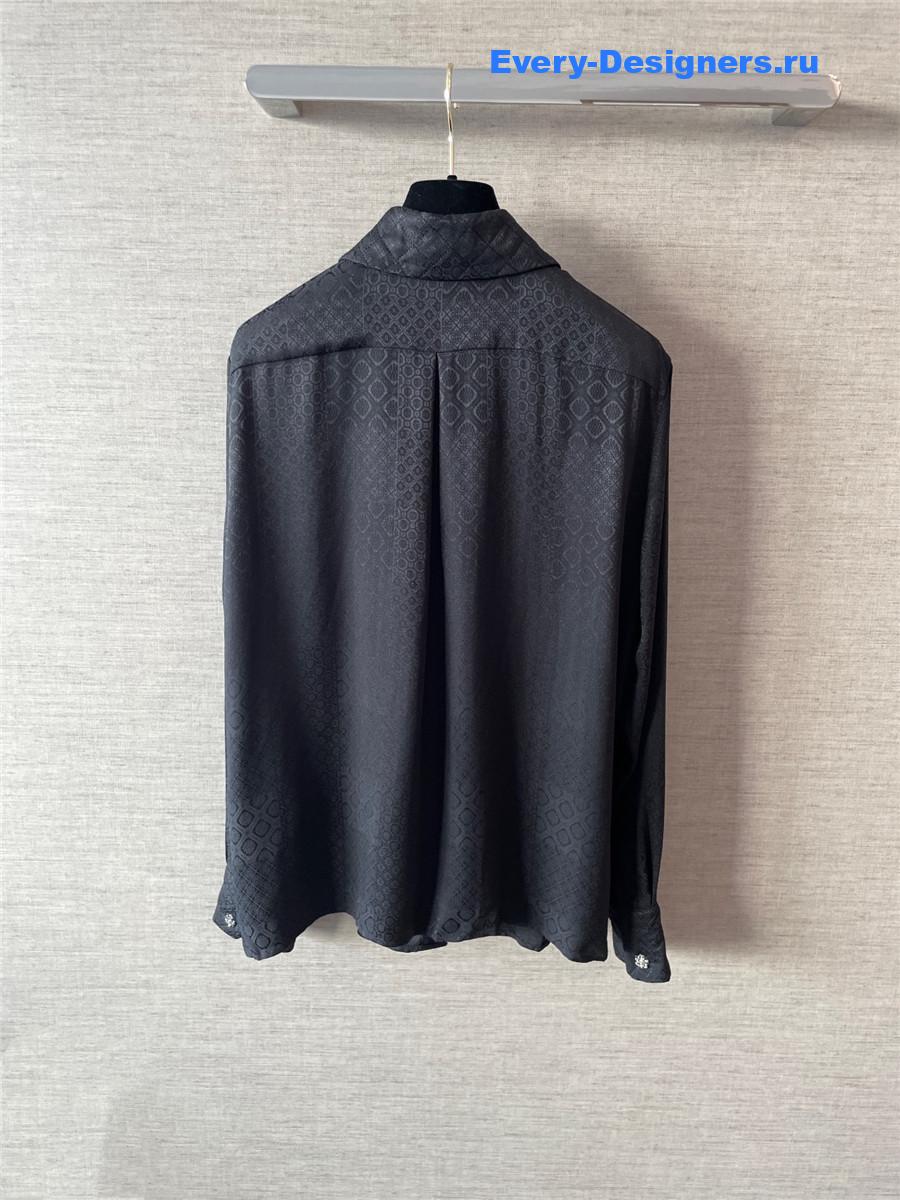 Ch**el black silk logo hidden pattern shirt