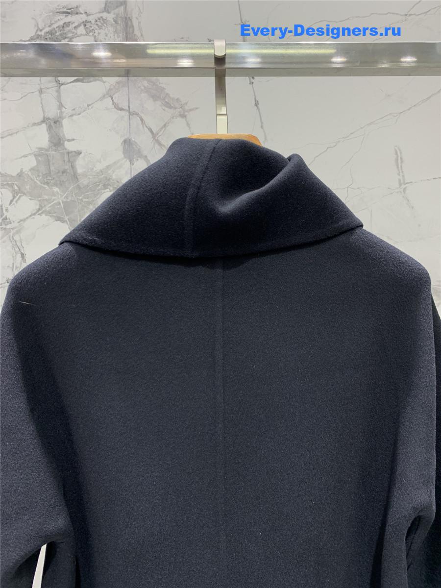 H**me5 stand collar cashmere black coat