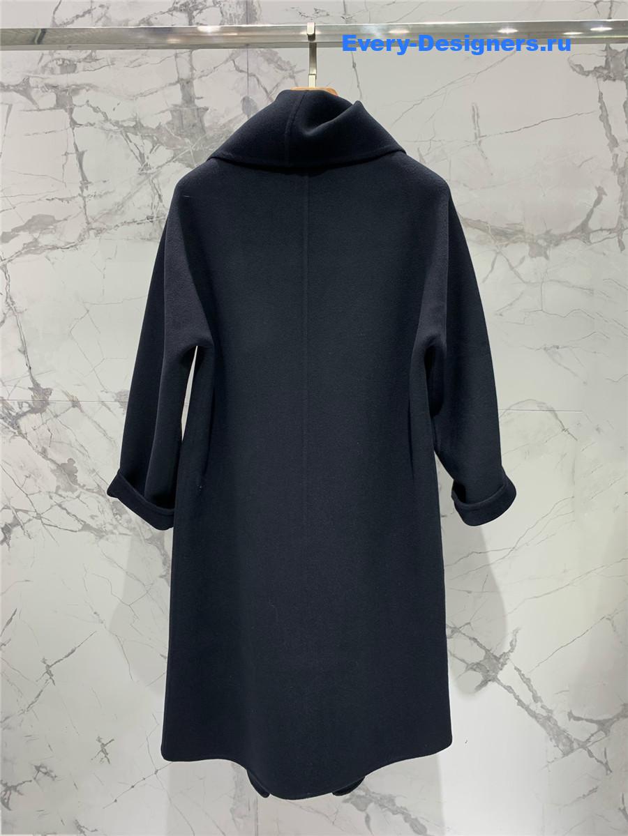 H**me5 stand collar cashmere black coat