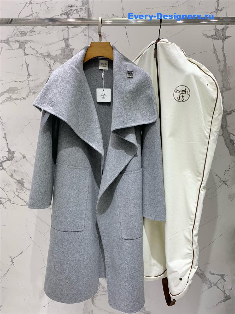 H**me5 stand collar cashmere grey coat