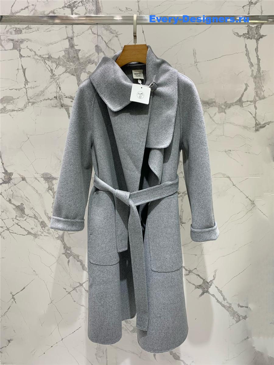 H**me5 stand collar cashmere grey coat