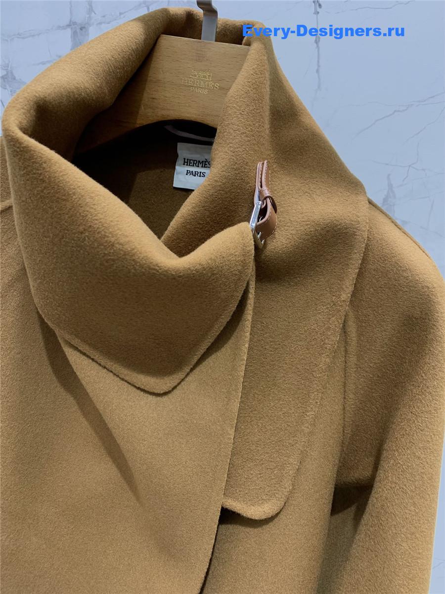 H**me5 stand collar cashmere brown coat