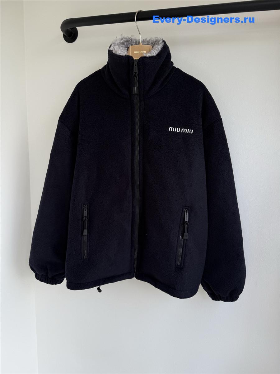Miu Miu Navy Fleece Down Jacket