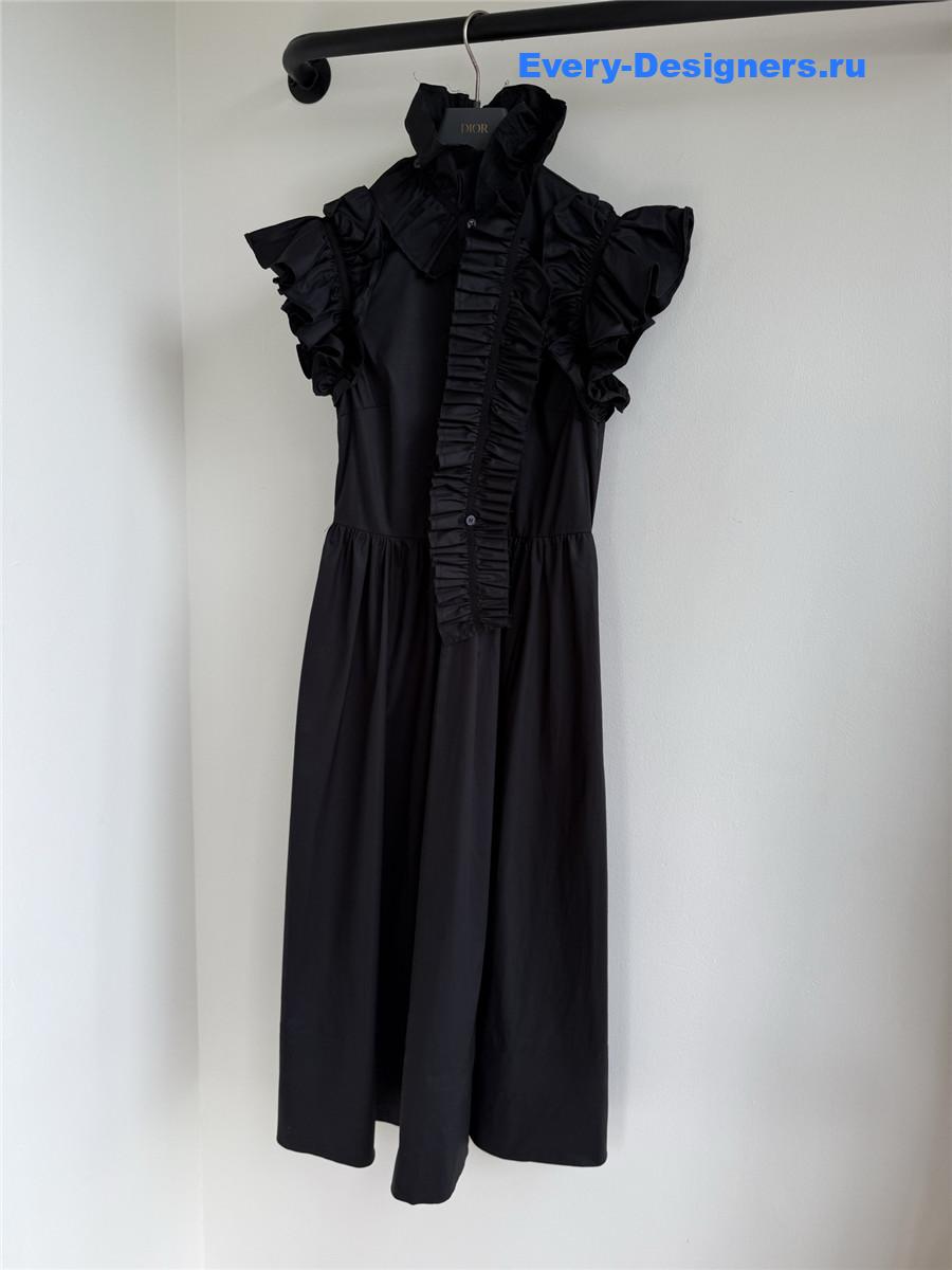 D10r black removable ruff collar long dress