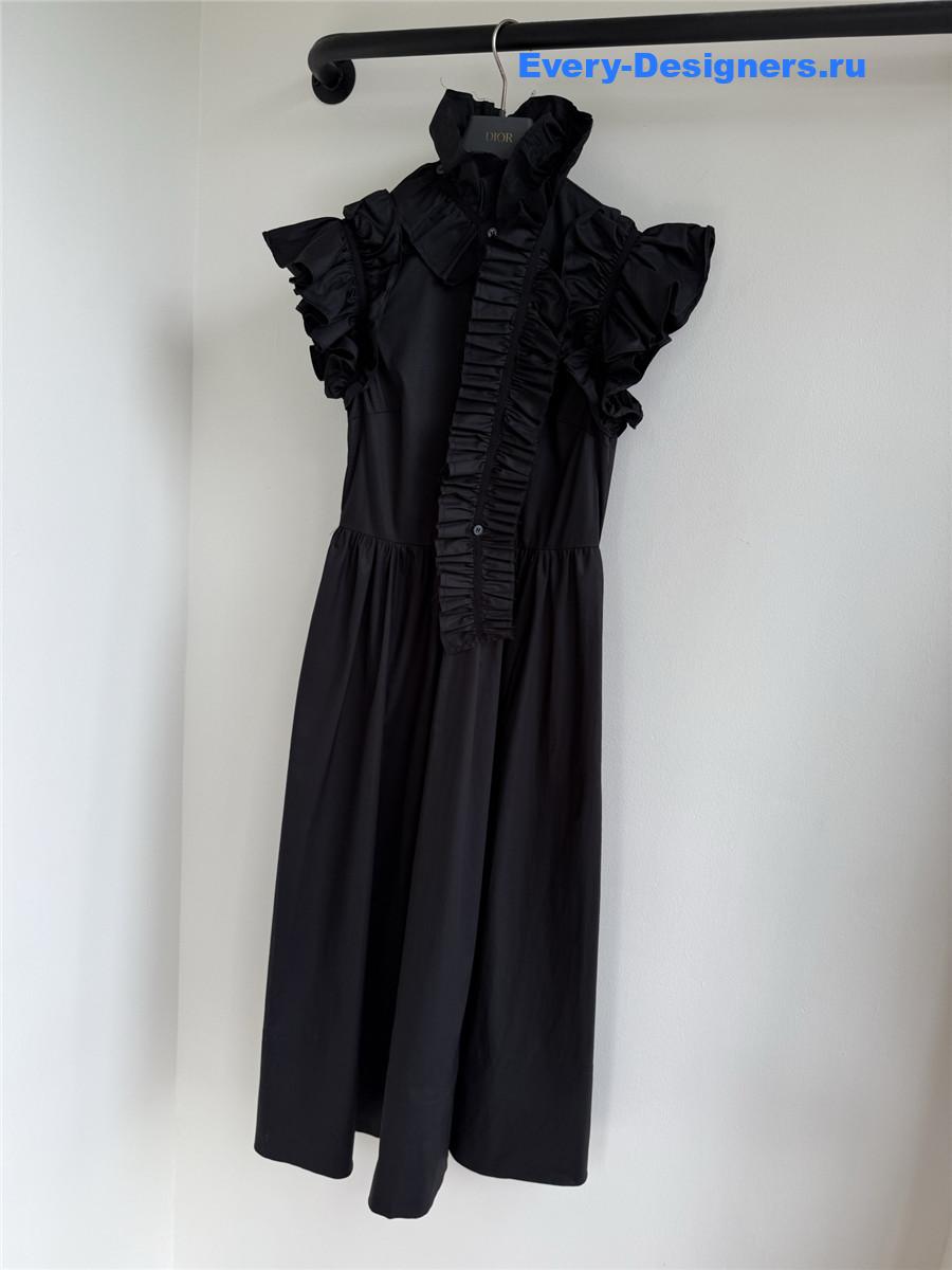 D10r black removable ruff collar long dress