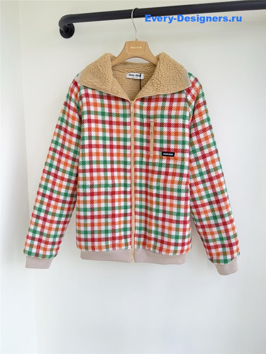 Miu Miu Check-pattern Fleece Jacket