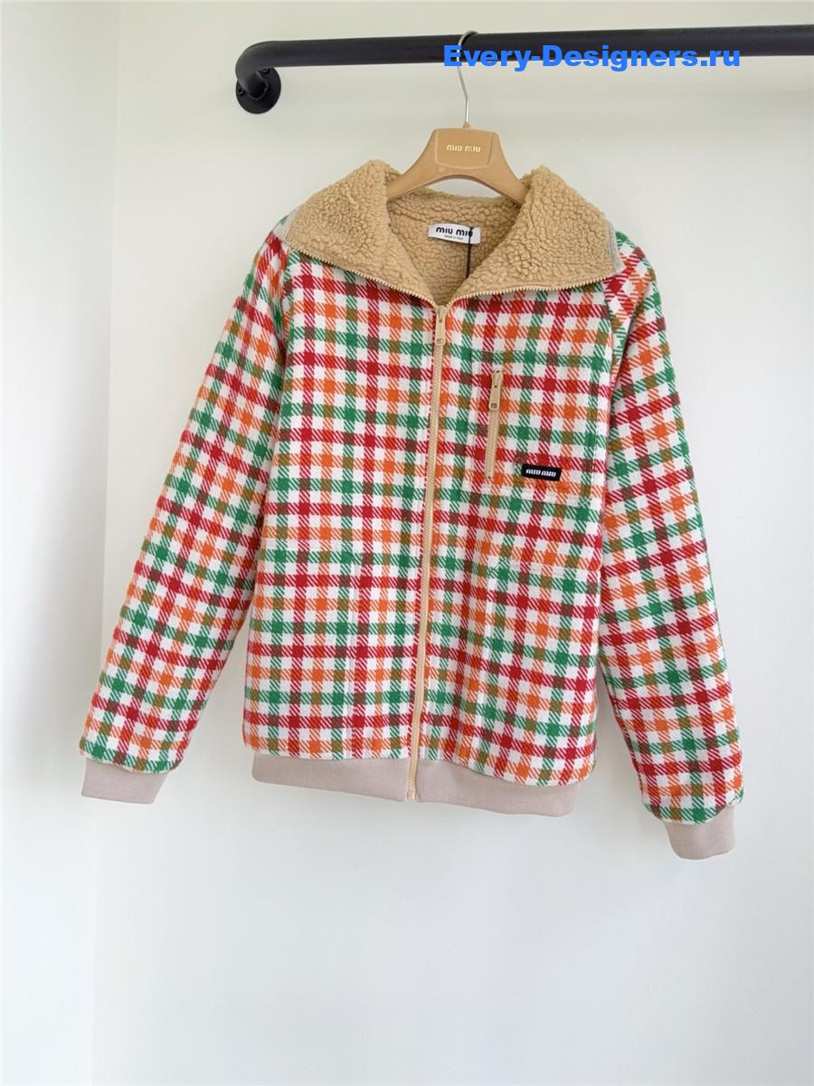 Miu Miu Check-pattern Fleece Jacket