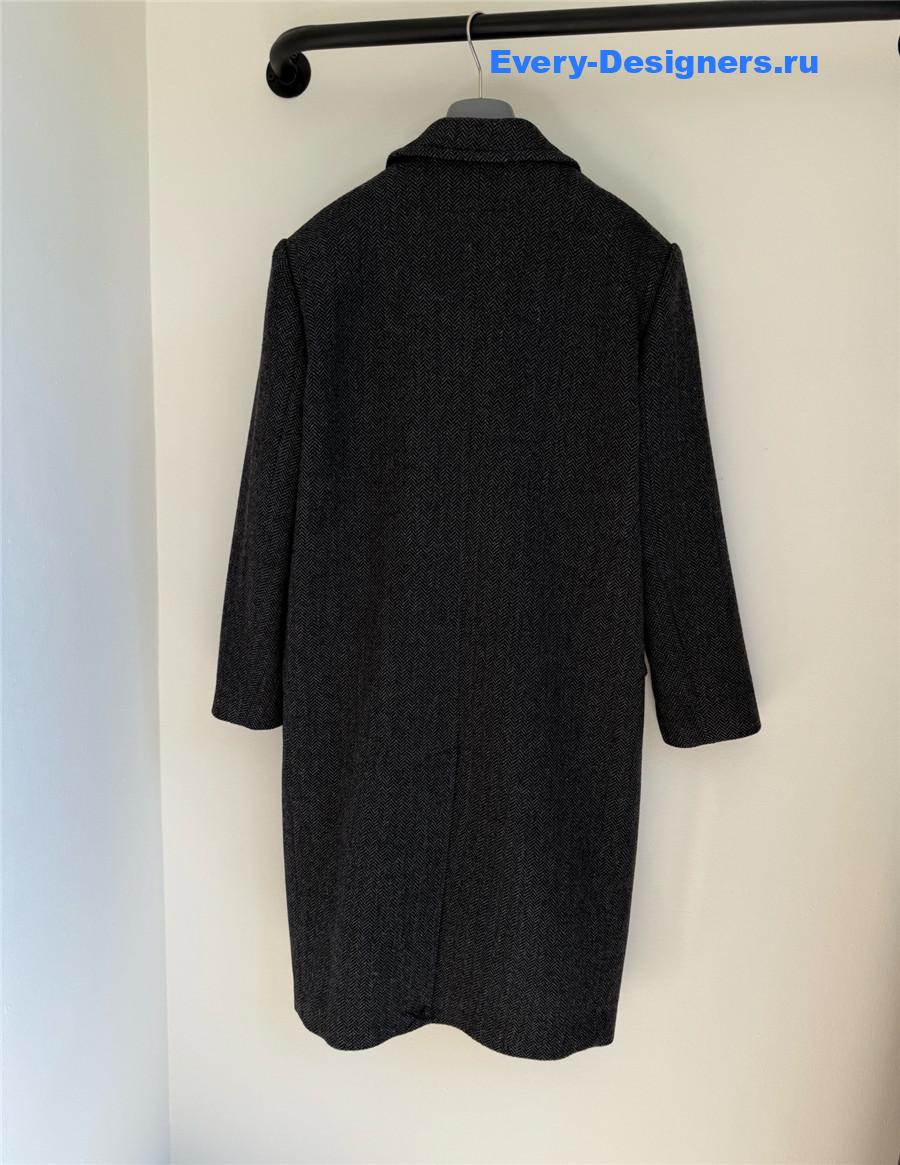 Pra*a dark grey single-breasted chevron wool jacket