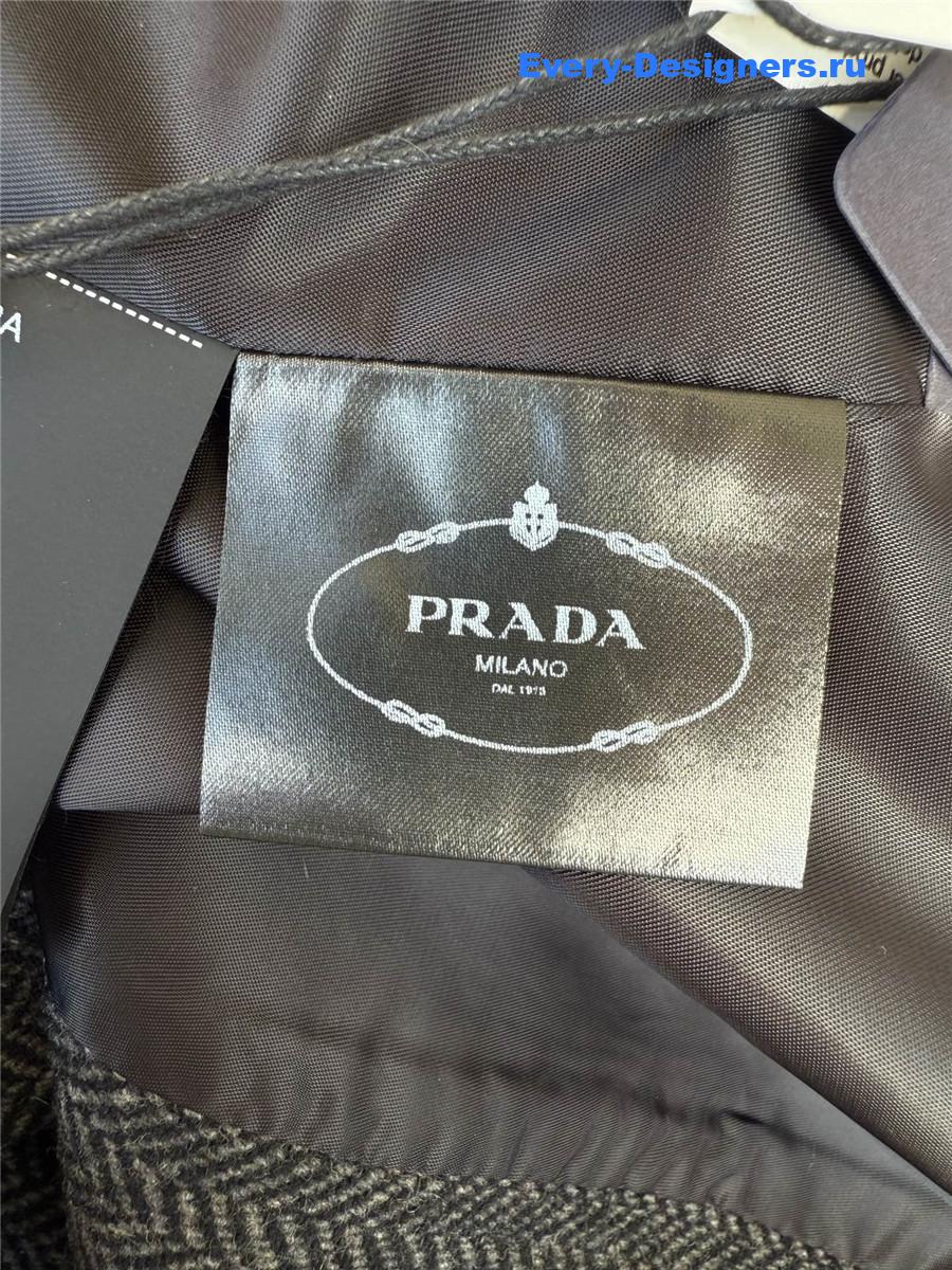 Pra*a dark grey single-breasted chevron wool jacket