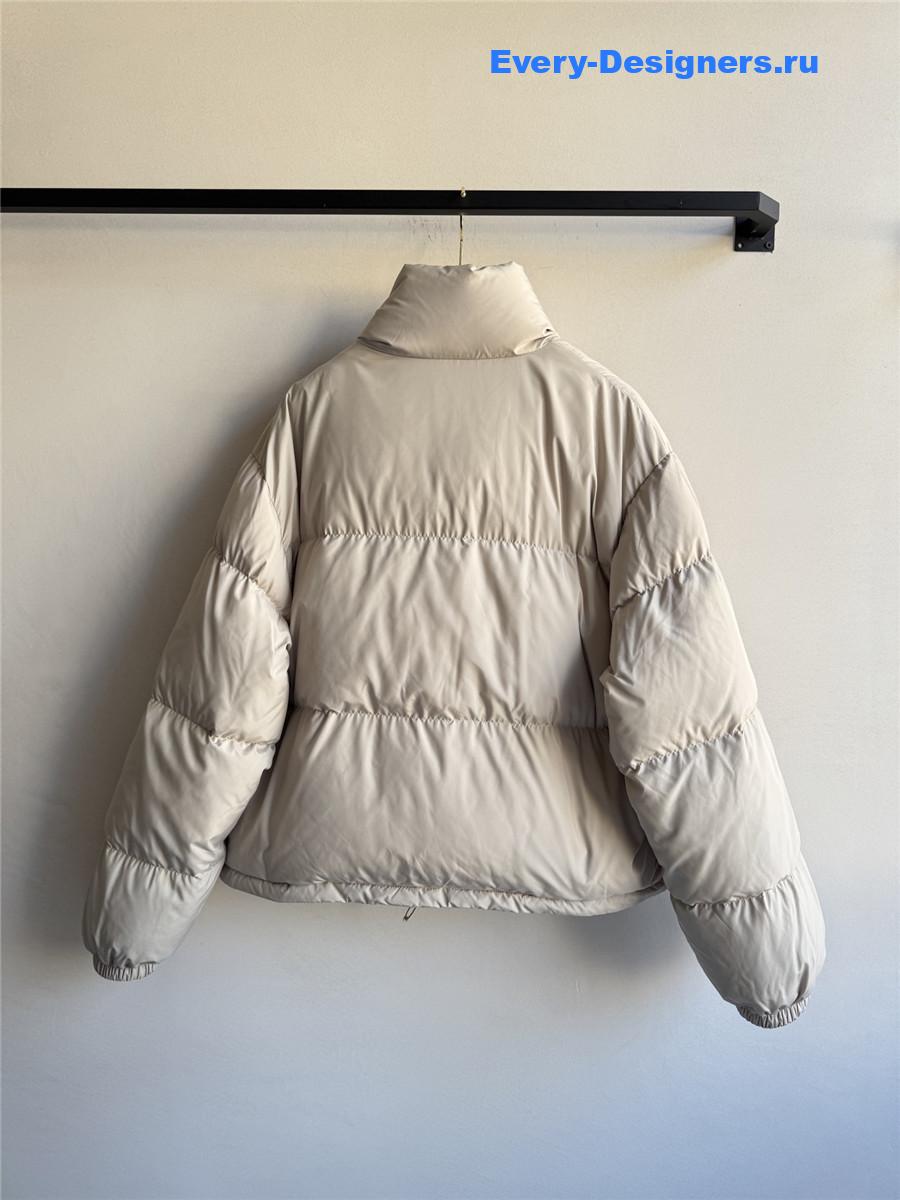 Miu Miu Sand Beige Technical Pongé Down Jacket