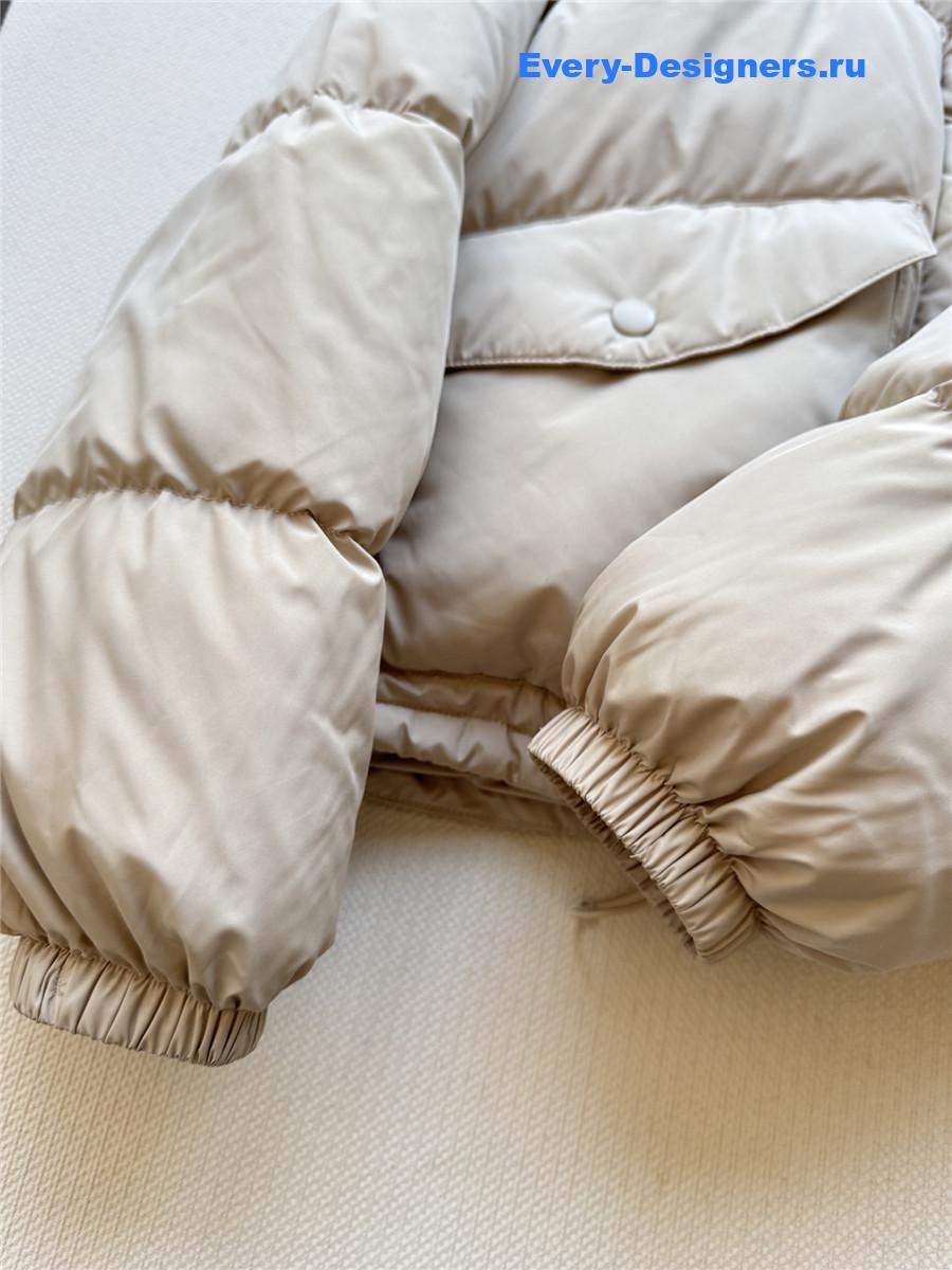 Miu Miu Sand Beige Technical Pongé Down Jacket