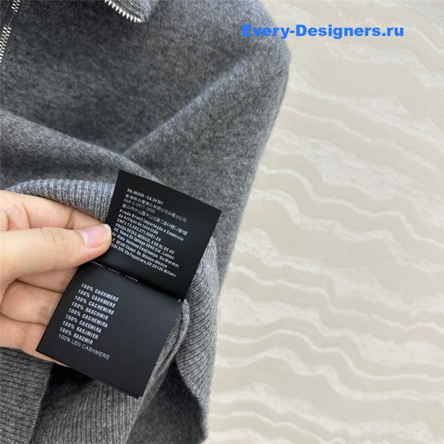 Miu Miu Slate Gray Cashmere Half-zipper Sweater