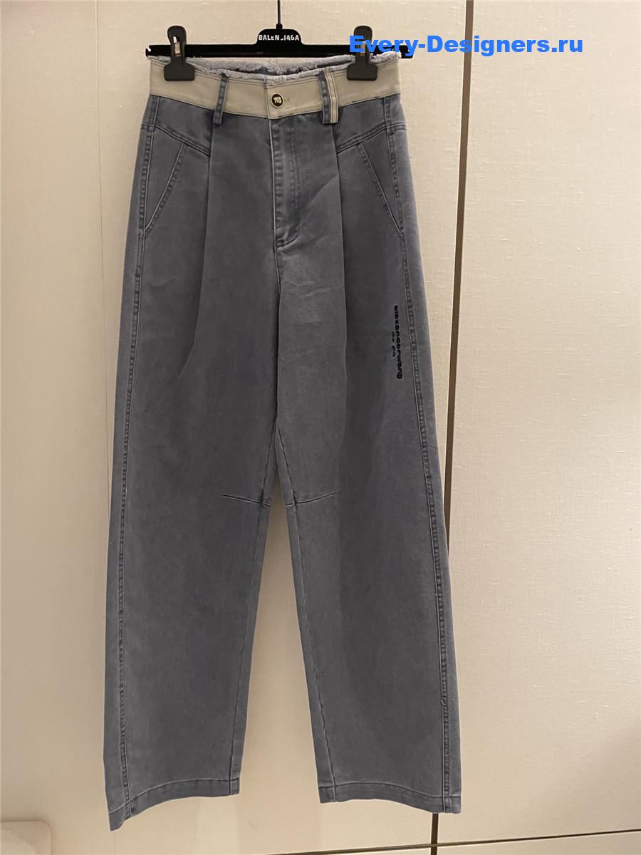 A1exa*der wang grey raw-edge jeans