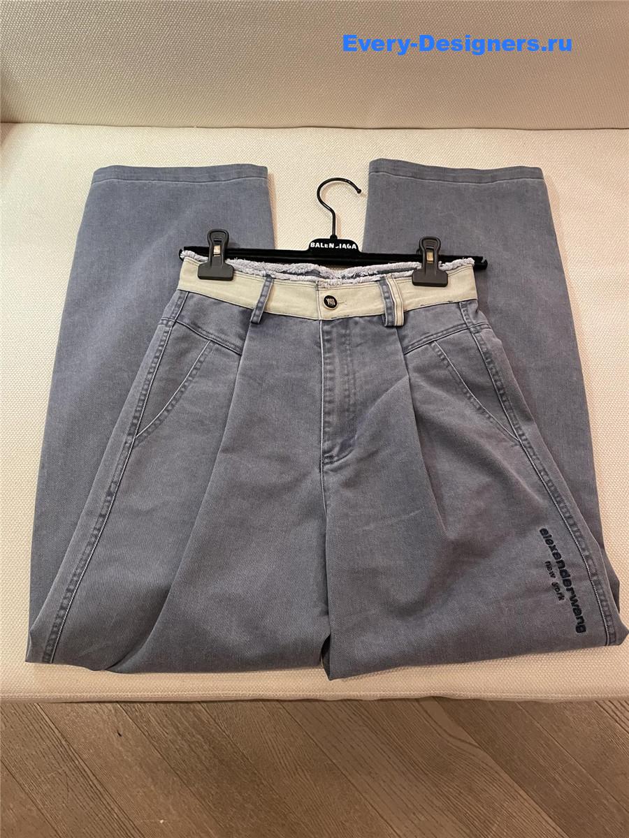 A1exa*der wang grey raw-edge jeans